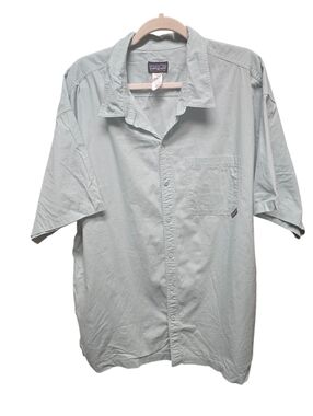 PATAGONIA Men Go To Shirt Mint Green Button Up Short Organic Cotton Sz.XXL